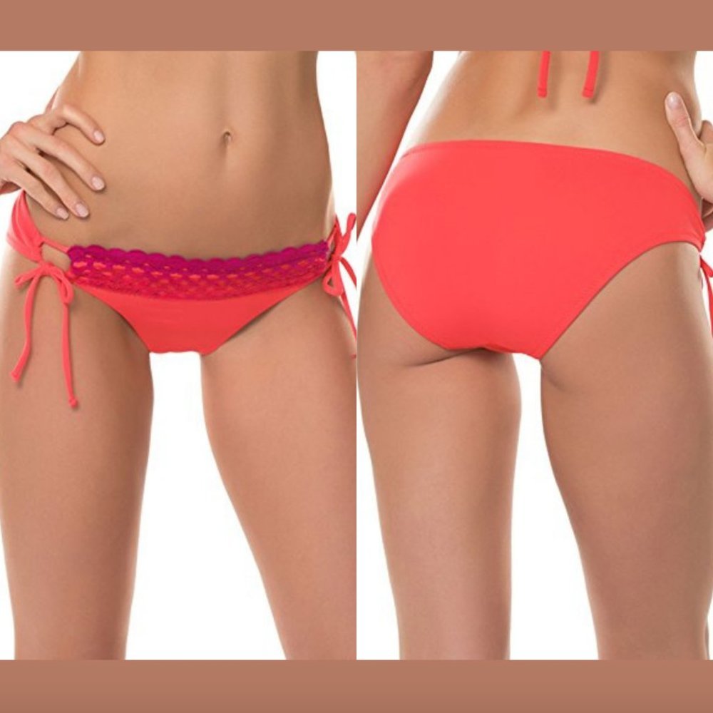 NEW Becca Loop Tie Side Hipster Bikini Bottom‎ Sunrise [ SZ Medium ] #3983